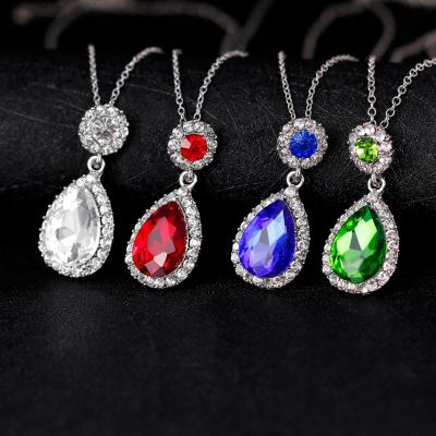 China CA546 Environmental Friendly Crystal Pendant Necklace Set Necklace Sets For Women Ad Jewelry Sets Colorful Necklace for sale