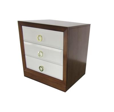 China Modern wooden walnut frame with white finish drawers night stand,hotel bedside table for 5-star hotel for sale