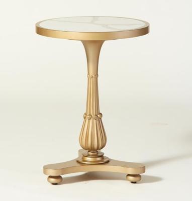 China Stone top antique gold finish wooden side table/coffee table/end table for hotel bedroom furniture for sale