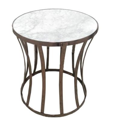 China Stone top with brass metal tube round side table/end table/coffee table for 5-star hotel bedroom for sale