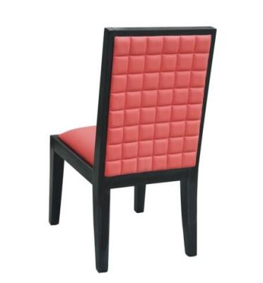 China Red PU/leather upholstery Latest contracted chairs dining fashion wooden dining chair modern high back dining chair for sale