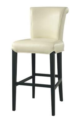 China High back white pu upholstery beech wood frame wooden barstool/counter stool for sale