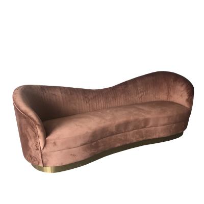 China 2018 new design gold metal base couch luxury fabric living room sofa ,3-seater velvet fabric sofa for sale for sale