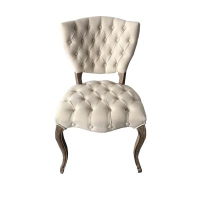 China French style button tufted oak wood frame antique design vintage furniture dining chair for sale