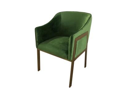 China Green velvet gold metal base hot sale simple design luxury dining chair for sale