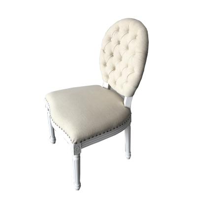 China French Style new design classic white dining chair with linen fabric chair dining for sale