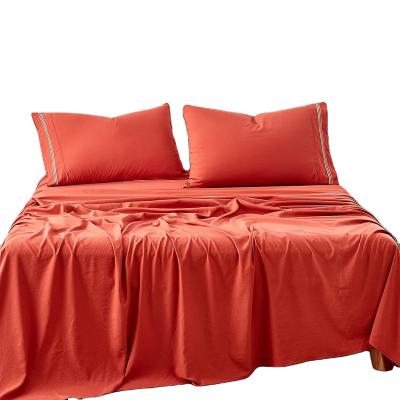 China Hot Selling Folded Embroidery Bedding Sheet Set, Lightweight Super Soft, No Fade for sale