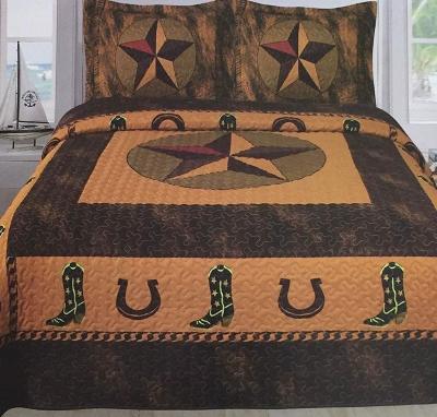 China Hot Selling Horseshoe Folded Cowboy Boots Design Bedding Comforter Set for sale