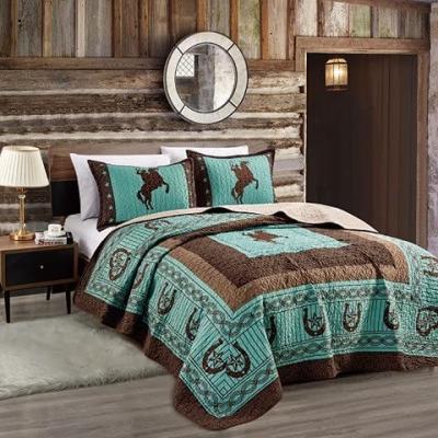 China Wild Horse Country Cowboy Design Quilt Set Folded Western Bedding for sale