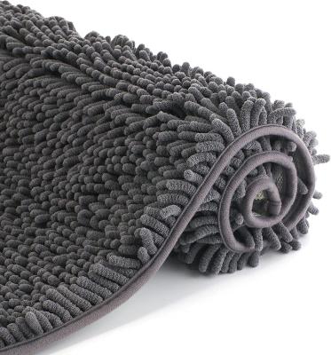 China Durable Soft Anti-Silp Chenille Bath Mat , Ultra Water Absorbent Floor Mats for sale