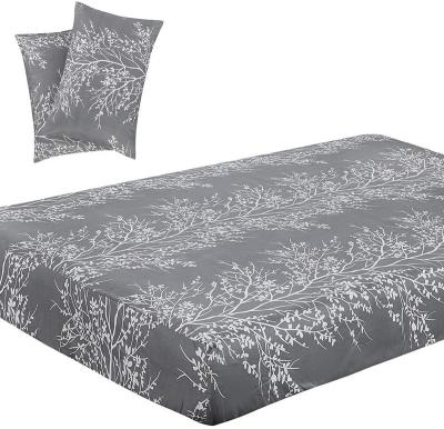 China Folded Soft Microfiber Covers, Tree Branch Printed Pattern, Gray Full Size 3-Piece for sale