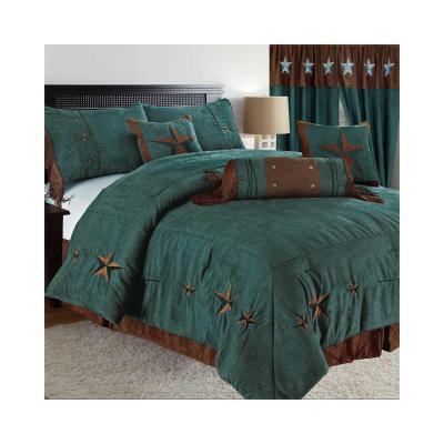 China New Nondisposable Luxury Star Design Faux 7 Pcs Western Suede King/Queen Size Bedding Comforter Sets for sale