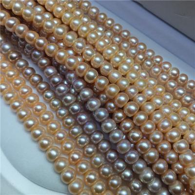 China CLASSIC 7-8mm Flat Round AAA Edison Pearl Necklace Freshwater Cultured Pearl Strand For Jewelry Making for sale