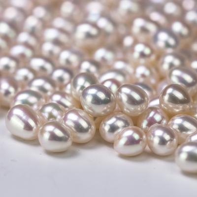 China Pearl AAAAA 7-8mm Rice Shaped Natural Strong Light Pearl Handmade Freshwater Loose Pearl For DIY Jewelry for sale