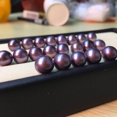 China Pearl 9-10mm Freshwater Natural Purple Color Half Hole Freshwater Edison Color Pearl Loose Bead for sale