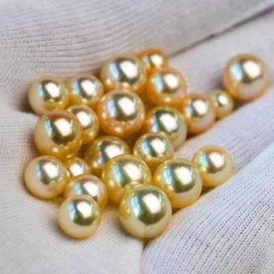 China Freshwater Pearl 7.5-8mm Akoya Pearl Champagne Color Round Shape DIY Bright Light Loose Saltwater Pearls for sale