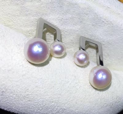 China CLASSIC Natural Ladies Earrings Akoya Notes Gold Plated High Quality Freshwater Pearl Earrings for sale