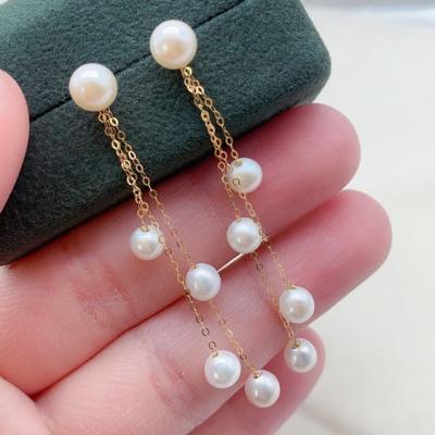 China New Elegant CLASSIC 5-6mm Round Shape White Design Zircon Jewelry Freshwater Pearl Artificial Pearl Earrings for sale