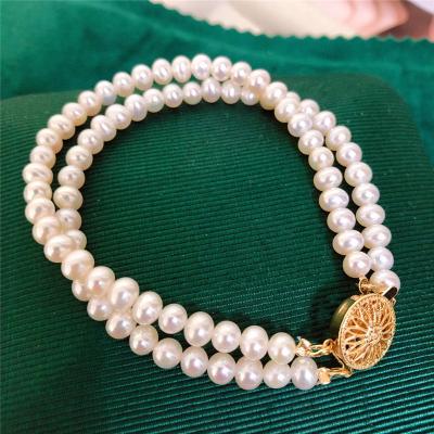 China CLASSIC 4-5mm AAA Flat Around Edison Pearl Cultured Freshwater Pearl Bracelet For Jewelry Making 1 Buyer for sale