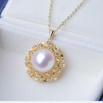 China CLASSIC Natural Freshwater Pearl Necklace S925 Pure Silver Plated Single Flower Pendant for sale