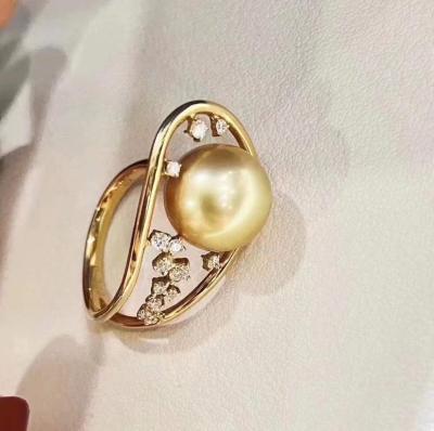 China CLASSIC 925 Sterling Silver Cubic Rose Gold Ring Pearl Ring Gold Color Chunky Rings for sale