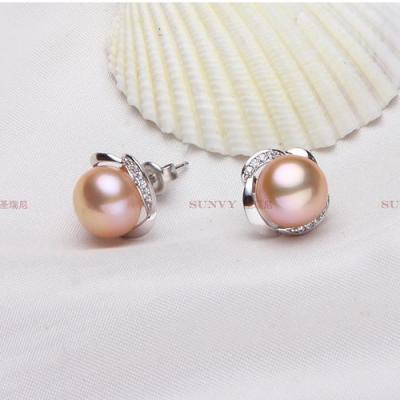 China CLASSIC Natural Pure Silver Fashion Freshwater Pearl Earrings 925 Simple Women's Ear Studs Anti Allergy for sale