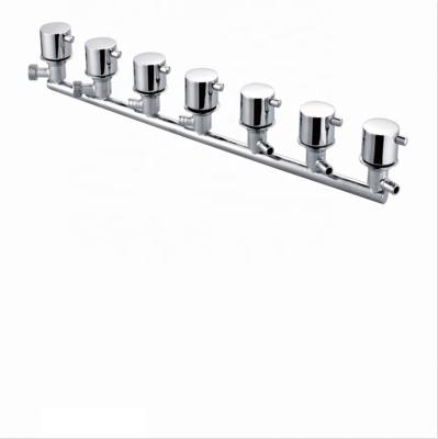 China Without Slide Bar Barless Factory Chrome Wall Mount Mixer 6 Ways Pour Siamese Thermostatic Bath Shower Faucets for sale