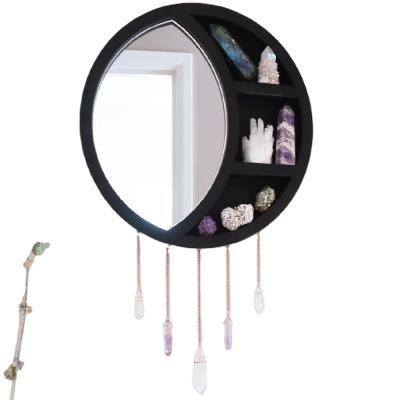 China Wooden Moon Shelf is the perfect wall display for crystals and other miniature items for sale