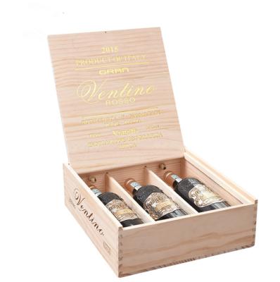 China Recyclable Wooden Wine Box 3 Bottles for sale