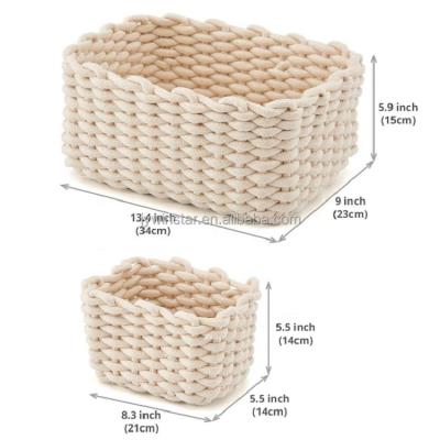 China 2021 Wholesale Hot Selling Folding Hand - Woven Rope Storage Basket Laundry Basket Cotton Rope Woven Basket for sale