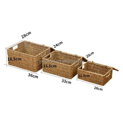 China Sustainable Plant Plankton Rectangular Storage Basket With Lid For Organizing Bedroom Under Shelf Basket for sale