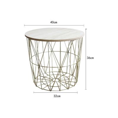 China (Size)Adjustable White Color/Luxury Modern Combination Round Color Iron Wire Storage Basket Coffee Table Nordic Black Creative Home Furniture for sale