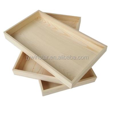 China China Serving Tray Without Handles Pine Wood Trays For Food Tea Coffee Table Ottoman Tray Set Of 2 for sale