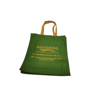 China Custom Fashionable Army Green Standard Size Printed Tote Bag Cotton Shopping Bag for sale