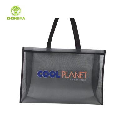 China Washable Wholesale Promotion Fashion Big Storage Black Mesh Shopping Bags for sale