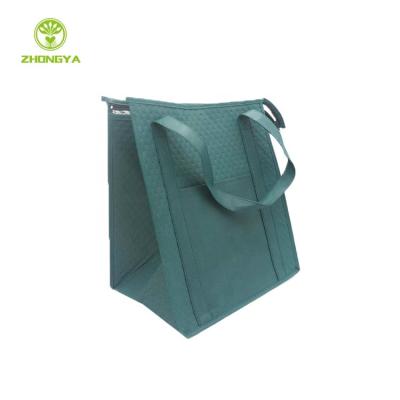 China High Quality Insulated Fashion Lunch Green Foil Insulated Non Woven Cooler Bag For Going Out for sale