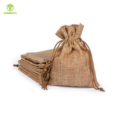 China Wholesale Custom Recycled Natural Logo Print Small Jute Jewelry Pouch Jute Drawstring Bag for sale