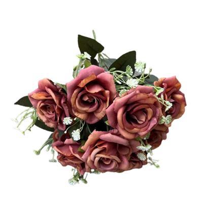 China Hot Sales CLASSIC Rose Bunch Of Roses Artificial Flowers For Home Decoration Wedding Party Decoration for sale