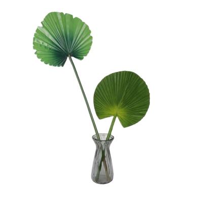 China Wholesale Environmentally Friendly PU Plastic Artificial Green Fan Palm Leaves Leaves for sale