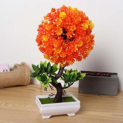 China Wholesale Environmentally Friendly Simulation Camellia Small Tree Artificial Plant Bonsai Flower Decoration Ornament Plastic S-shaped for sale