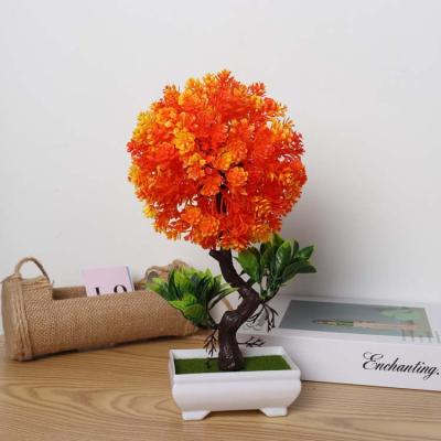 China Desktop 28cm Indoor Environmentally Friendly Mini Bonsai Plant Artificial Plastic Home Decorative for sale