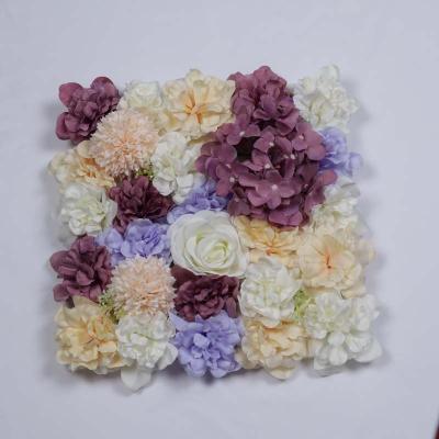 China Environmental Friendly Purple Blue Flower Wall Artificial Rose Hydrangea Flower Wall For Decoration for sale