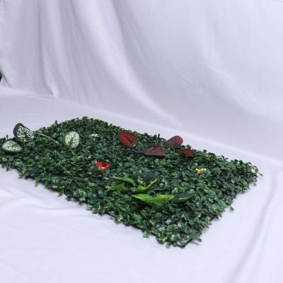 China Artificial Grass Mats With Leaves Boxwood Environment Friendly Faux Backdrop Wall Grass Wall Decorations for sale