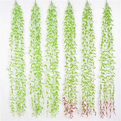 China Modern Wholesale Green Wall Hanging Decoration Artificial Leaf Rattan Vine Plant for sale