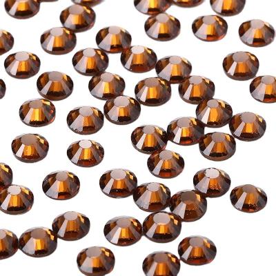 China High Quality Brown Crystal Multi-Size Hot Selling Flat Back Flat Bottom Nail Glass Rhinestones Fake Stones for sale