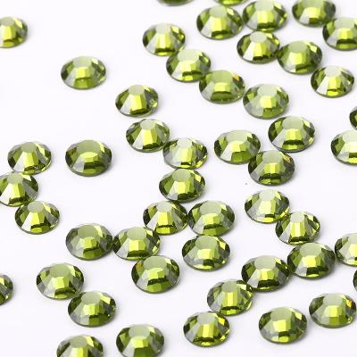 China Factory Wholesale DIY Olive Green Crystal Rhinestone Flat Back Nail Rhinestone DIY Crafts for sale