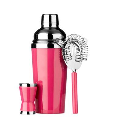 China 2020 Disposable Cocktail Whiskey Decanter Set Pink 3pcs Shaker Set Stainless Steel Cocktail Shaker New Arrivals Kit Wine Tools for sale