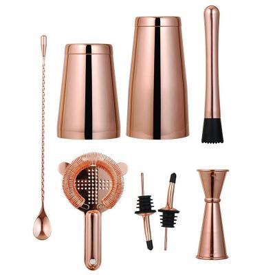 China 2019 Success 2019 Cocktail Shaker Set Stainless Steel Rose Gold Amazon Disposable 304 Cocktail Shaker for 8 Piece Bartender Kit for sale