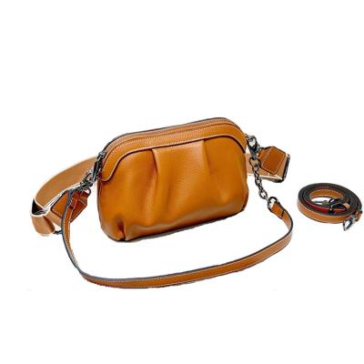 China Waterproof New Genuine Leather Gril Capacity Bags Cowhide One Shoulder Bag Women Dumpling Crossbody Bag for sale