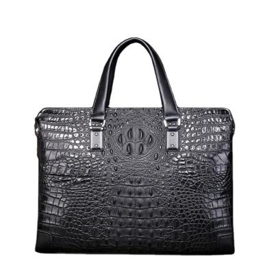 China Water Resistant Wholesale of Genuine Leather Briefcases By Manufacturers for Men Top Layer Cowhide Crocodile Pattern Business Shoulder Handbags for sale